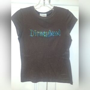 Disney Disneyland Deep Brown Tee with Sparkling Logo Small fits like an XS